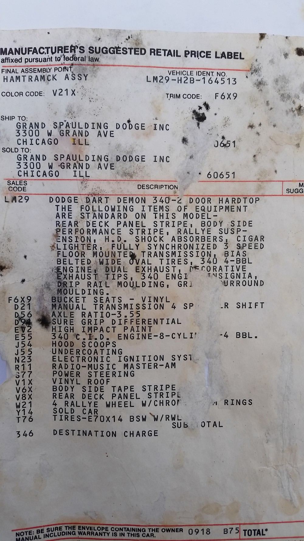 Used 1972 Dodge Demon MR. NORMS DOCUMENTED MOPAR-FREE SHIPPING | Mundelein, IL