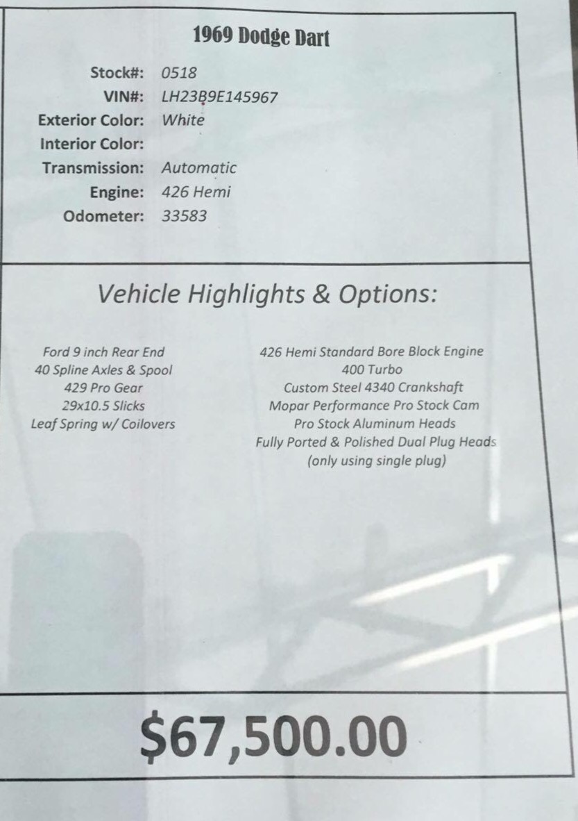 Used 1969 Dodge Dart 426 HEMI-Showroom Quality | Mundelein, IL