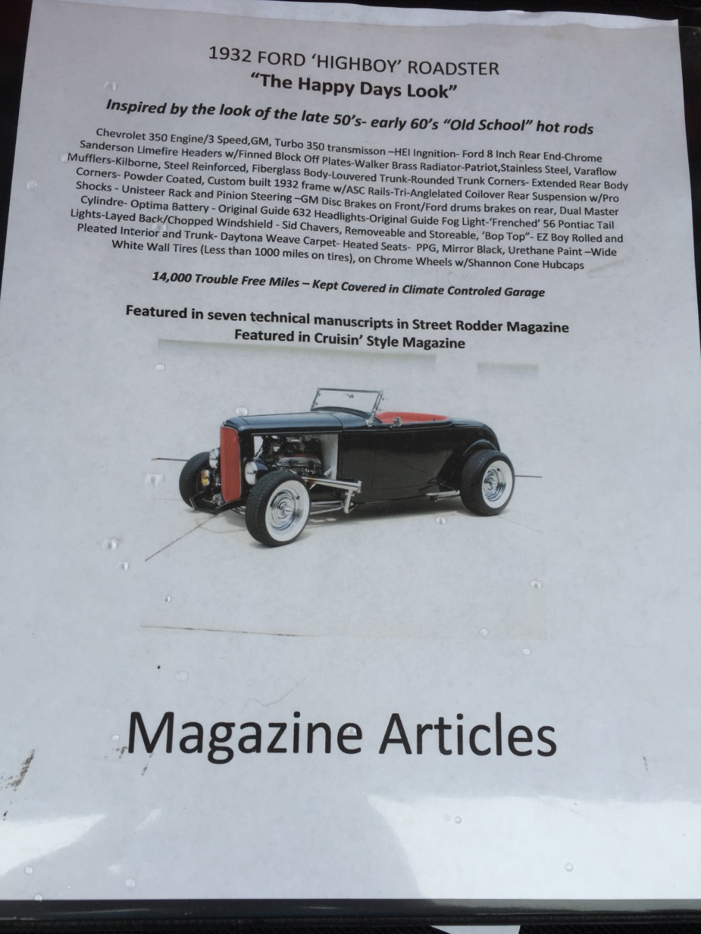 Used 1932 Ford Highboy Roadster Magazine car-Purchased from BUILDER- Show piece- Street Rodder magazine- | Mundelein, IL