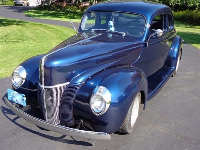 Used 1940 Ford Deluxe COUPE -BEAUTIFUL RIDE-  MIDNIGHT BLUE WITH GHOST FLAMES- | Mundelein, IL