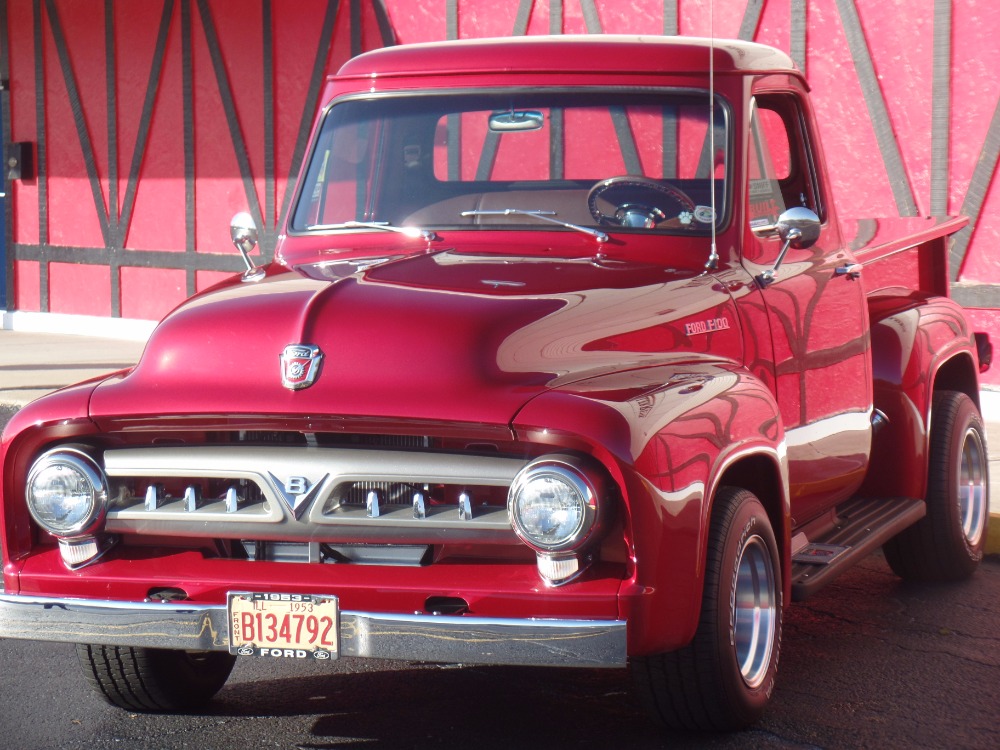 Used 1953 Ford Pickup F100-SWEET INFERNO RED PICKUP WITH CUSTOM OAK WOOD BED-SEE VIDEO | Mundelein, IL