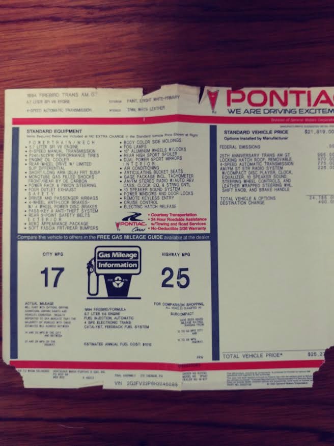 Used 1994 Pontiac Firebird -TRANS AM - RARE 25TH ANNIVERSARY EDITION- 10K ORIGINAL MILES- | Mundelein, IL