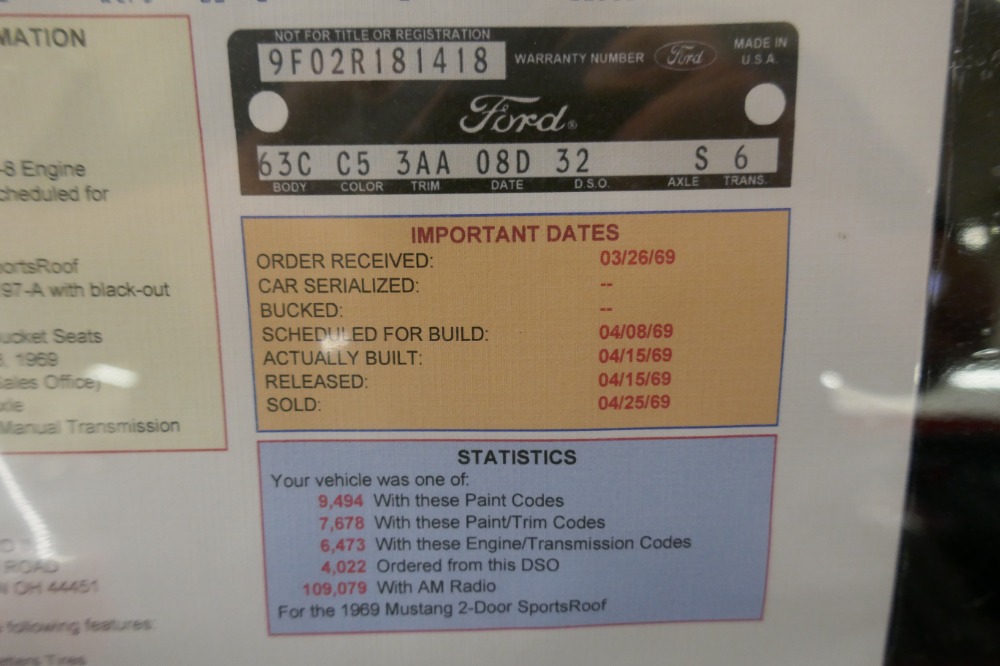 Used 1969 Ford Mustang - MACH 1 - 428 - COBRA JET - 4 SPEED - | Mundelein, IL