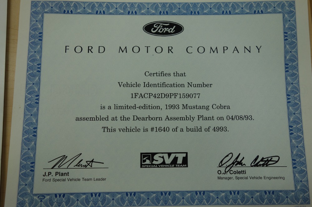 Used 1993 Ford Mustang -PRICE REDUCED!!-COBRA SVT COUPE- 52k ORIGINAL LOW MILES - SEE VIDEO | Mundelein, IL