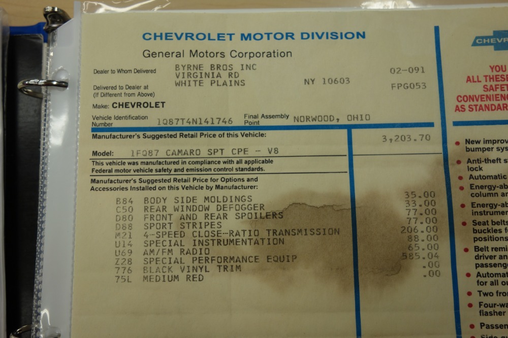 Used 1974 Chevrolet Camaro - Z28 -PRICE DROP - ORIGINAL SURVIVOR 16,900 DOCUMENTED MILES-VIDEO | Mundelein, IL