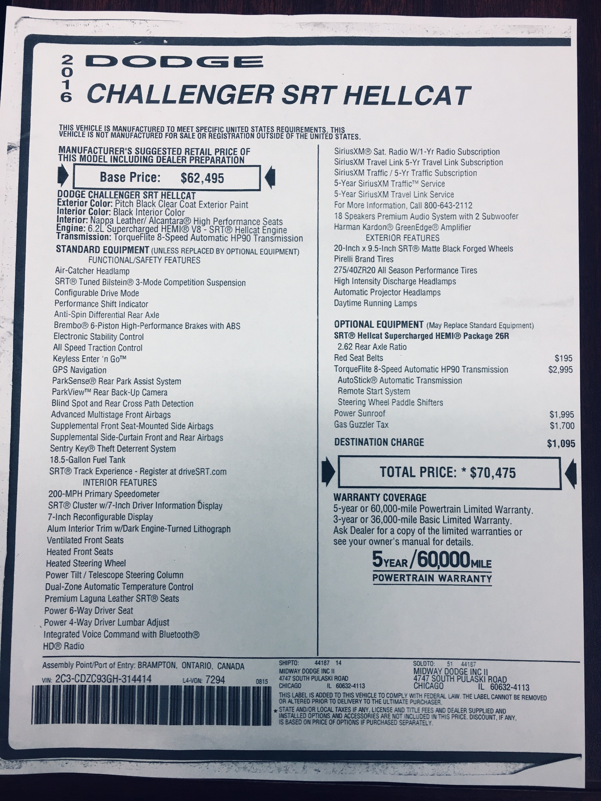 Used 2016 Dodge Challenger HELLCAT-SRT WARRANTY-ONE OWNER-LIKE NEW-SEE VIDEO | Mundelein, IL