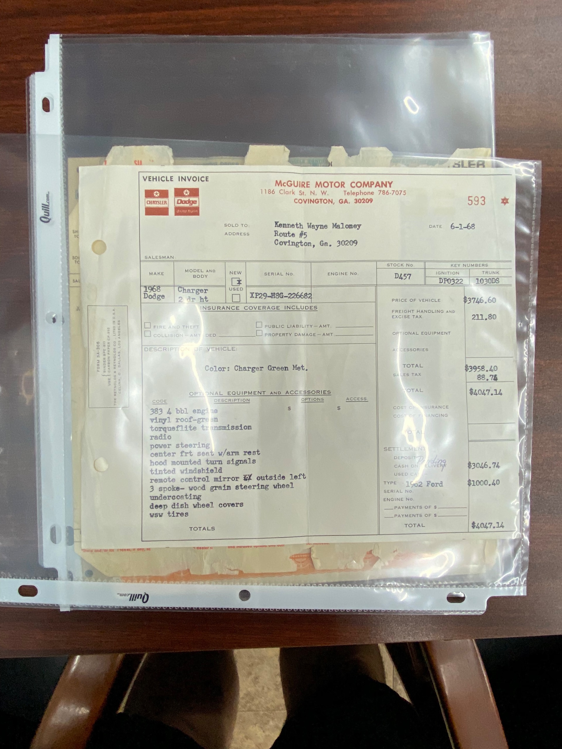 Used 1968 Dodge Charger - 383 ENGINE - LOTS OF ORIGINAL DOCS - SEE VIDEO - | Mundelein, IL