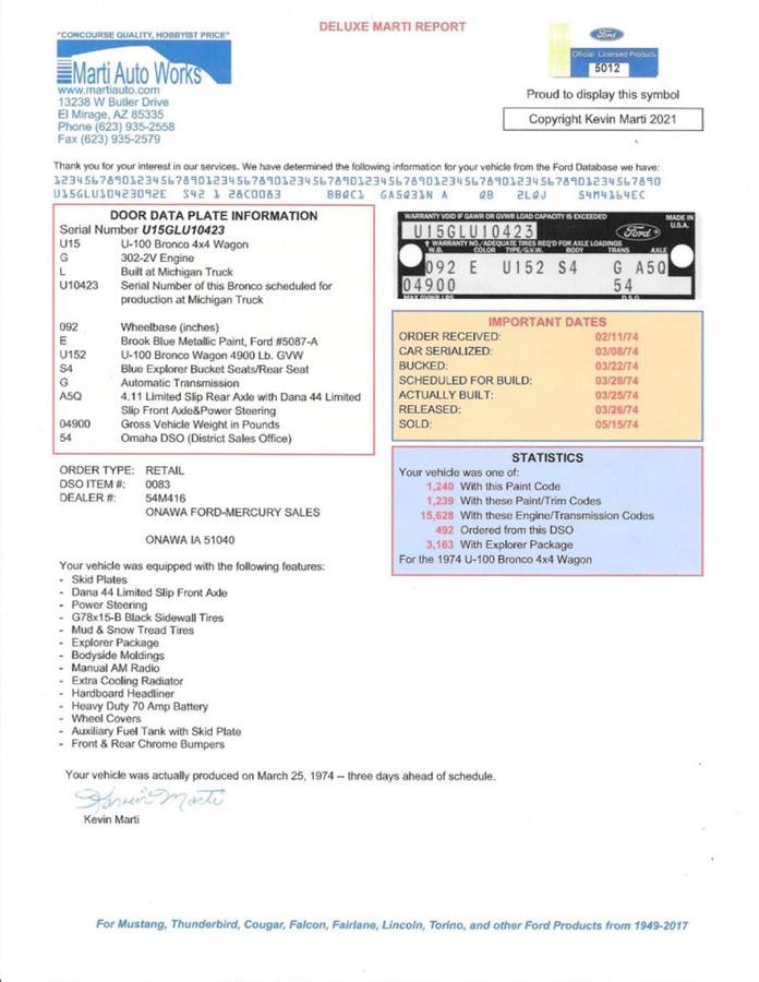 Used 1974 Ford Bronco - EXPLORER PACKAGE - 351 V8 ENGINE - | St. Petersburg, FL