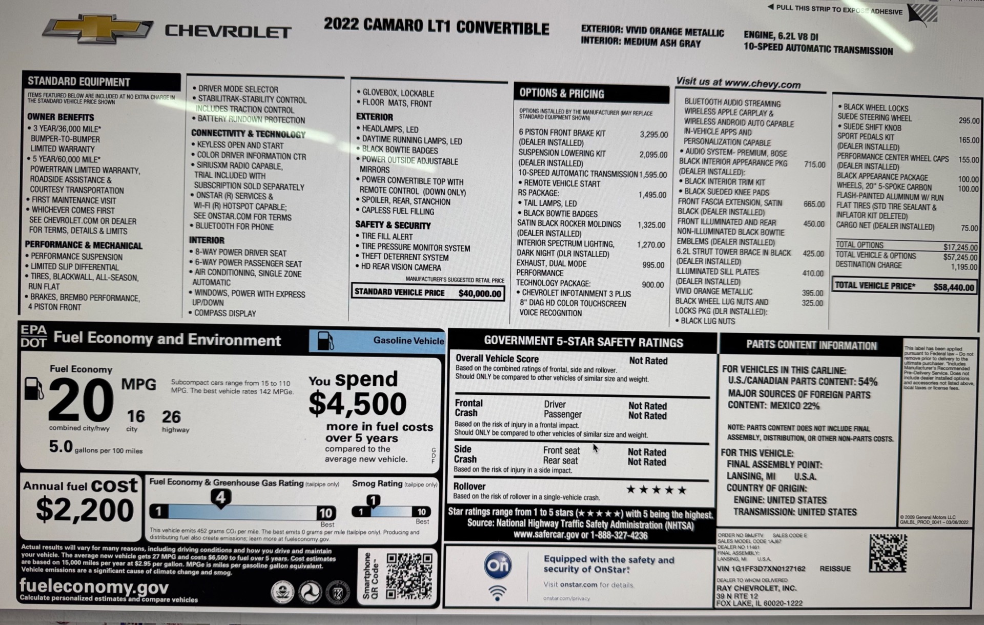 Used 2022 Chevrolet Camaro LT1 Many Dealer installed options-SEE VIDEO | Mundelein, IL