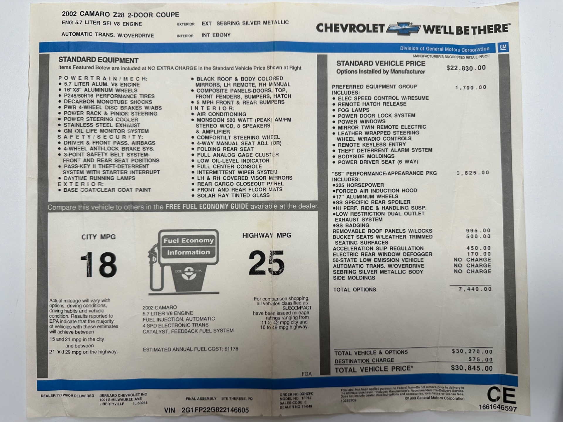Used 2002 Chevrolet Camaro Z28 | Mundelein, IL