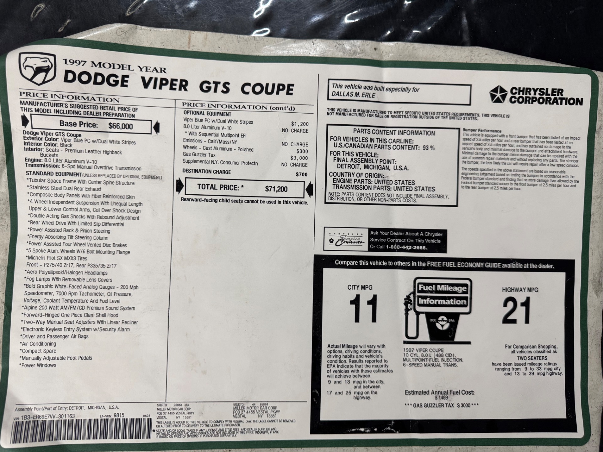 Used 1997 Dodge Viper - GTS - VERY LOW MILES - LIKE NEW -SEE VIDEO | Mundelein, IL