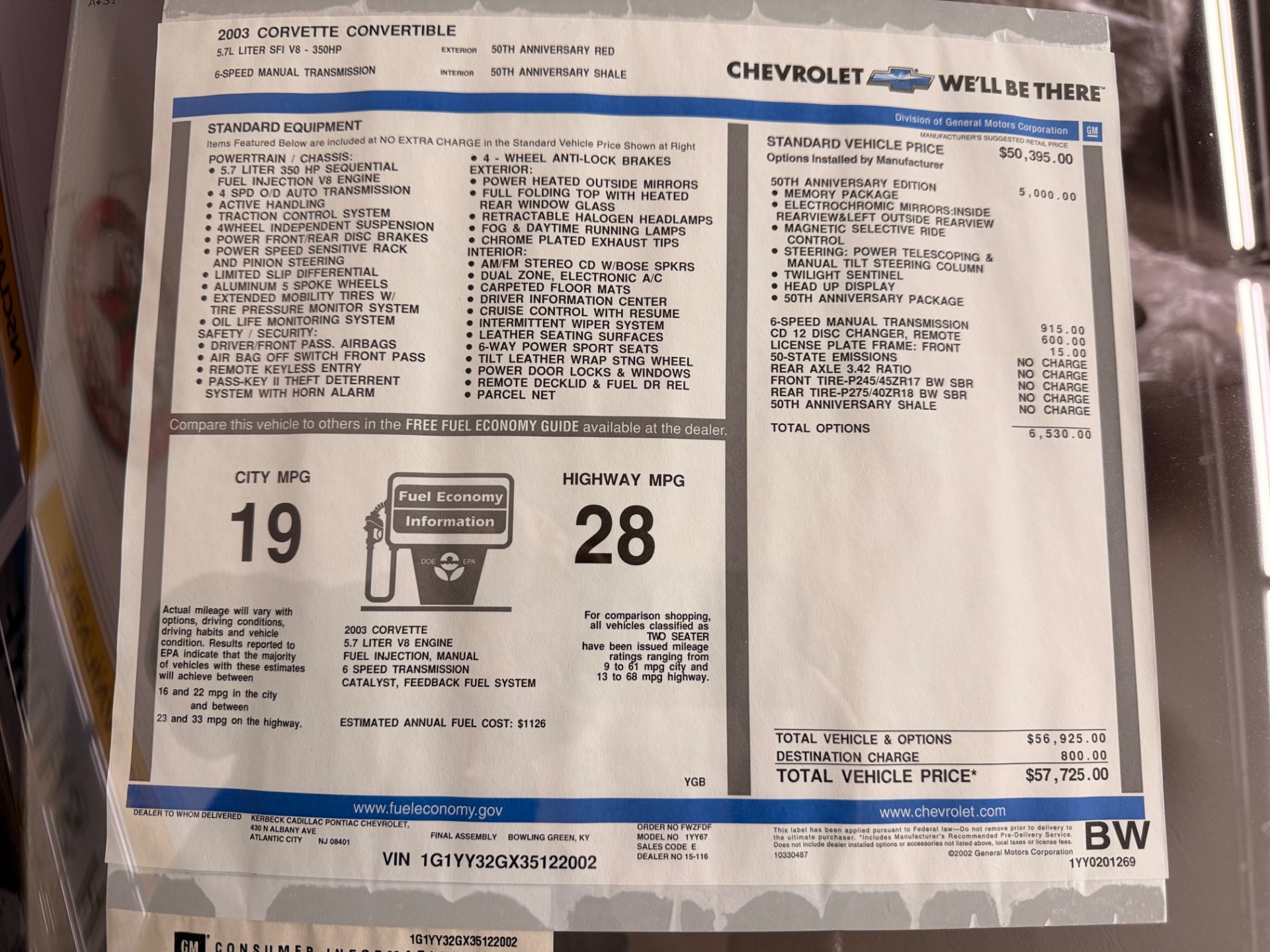 Used 2003 Chevrolet Corvette ONLY 15 MILES- Convertible-SEE VIDEO | Mundelein, IL