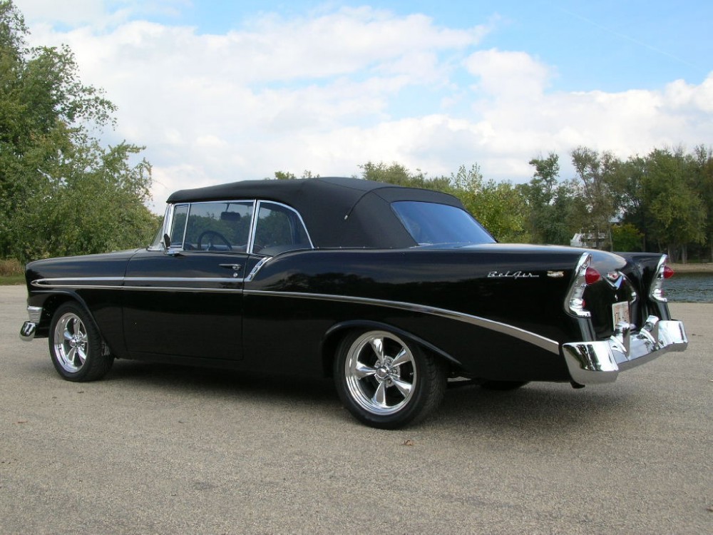 Used 1956 Chevrolet Bel Air Convertible FRAME OFF PRO RESTORED BLACK ON BLACK | Mundelein, IL